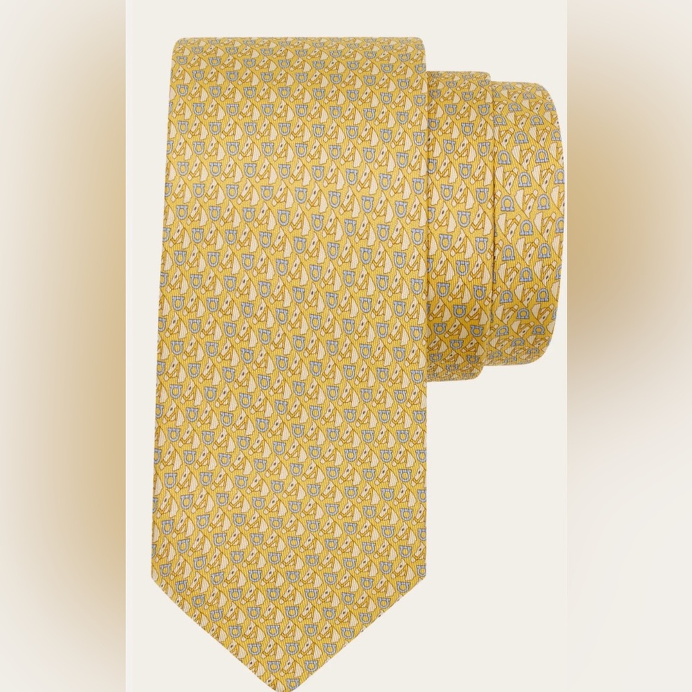 Equestrian Print Silk Ferragamo Tie